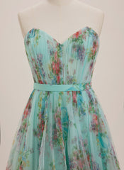 A-line Sweetheart Short Tulle Mini Dress With Bow Pleated