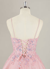 A-Line Spaghetti Straps Short Tulle Homecoming Dress