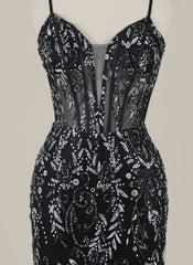 Sheath/Column Spaghetti Straps Short Sequin Homecoming Dress