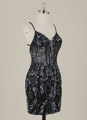 Sheath/Column Spaghetti Straps Short Sequin Homecoming Dress