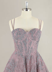 Ball-Gown/Princess Spaghetti Straps Short Sequin Homecoming Dress