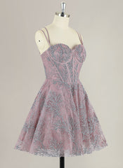 Ball-Gown/Princess Spaghetti Straps Short Sequin Homecoming Dress