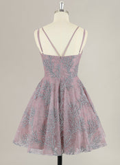 Ball-Gown/Princess Spaghetti Straps Short Sequin Homecoming Dress