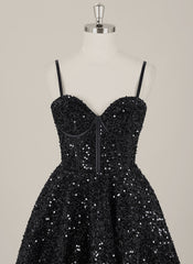 Ball-Gown/Princess Spaghetti Straps Short Sequin Homecoming Dress