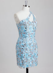 Sheath/Column One Shoulder Short Sequin Homecoming Dress With Beading Sequins