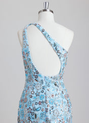 Sheath/Column One Shoulder Short Sequin Homecoming Dress With Beading Sequins