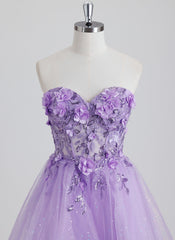 Ball-Gown/Princess Sweetheart Short Tulle Homecoming Dress With 3D Floral Sequins
