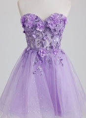 Ball-Gown/Princess Sweetheart Short Tulle Homecoming Dress With 3D Floral Sequins