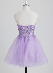 Ball-Gown/Princess Sweetheart Short Tulle Homecoming Dress With 3D Floral Sequins
