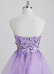 Ball-Gown/Princess Sweetheart Short Tulle Homecoming Dress With 3D Floral Sequins
