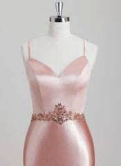 Bodycon V-Neck Short Satin Homecoming Dress With Beading Sequins
