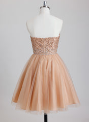 Ball-Gown/Princess Sweetheart Short Tulle Homecoming Dress With Beading Sequins