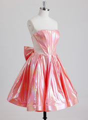 Ball-Gown/Princess Sweetheart Short Metallic Homecoming Dress With Bow