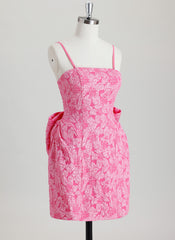 Bodycon Square Short Jacquard Homecoming Dress With Bow