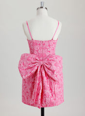 Bodycon Square Short Jacquard Homecoming Dress With Bow