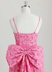 Bodycon Square Short Jacquard Homecoming Dress With Bow