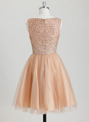 Ball-Gown/Princess V-Neck Short Tulle Homecoming Dress With Rhinestone Beading Sequins