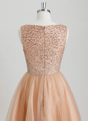 Ball-Gown/Princess V-Neck Short Tulle Homecoming Dress With Rhinestone Beading Sequins