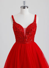 Ball-Gown/Princess V-Neck Short Tulle Homecoming Dress With Sequins