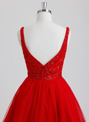 Ball-Gown/Princess V-Neck Short Tulle Homecoming Dress With Sequins