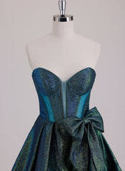 Ball-Gown/Princess Sweetheart Short Metallic Mini Dress With Bow