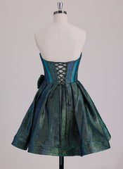 Ball-Gown/Princess Sweetheart Short Metallic Mini Dress With Bow