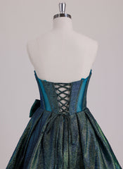 Ball-Gown/Princess Sweetheart Short Metallic Mini Dress With Bow