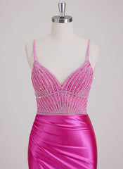 Sheath/Column V-Neck Short Silky Satin Mini Dress With Sequins Beading