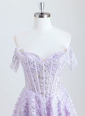 A-line Off the Shoulder Short Sequin Homecoming Dress With Sequins