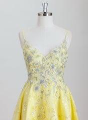 A-line Spaghetti Straps Short Lace Homecoming Dress With Sequins