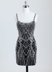 Sheath/Column Scoop Short Sequin Homecoming Dress With Beading Sequins