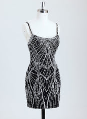 Sheath/Column Scoop Short Sequin Homecoming Dress With Beading Sequins