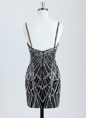 Sheath/Column Scoop Short Sequin Homecoming Dress With Beading Sequins