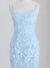Sheath Spaghetti Straps Short Sequined Homecoming Dress With Sequins