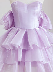 Ball-Gown/Princess Short Sleeve Short Organza Homecoming Dress With Ruffle
