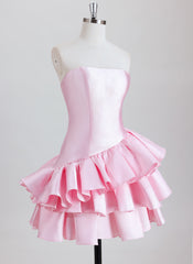 Ball-Gown/Princess Sleeveless Short Satin Homecoming Dress With Ruffle