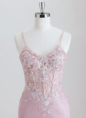 Sheath Spaghetti Straps Short Metallic Homecoming Dress With Sequins