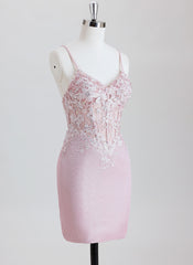 Sheath Spaghetti Straps Short Metallic Homecoming Dress With Sequins