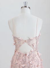 Sheath Spaghetti Straps Short Sequined Homecoming Dress With 3D Floral