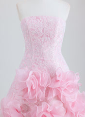 A-line Straight Short Lace Homecoming Dress With Ruffle