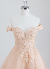 Ball-Gown/Princess Off the Shoulder Short Tulle Homecoming Dress With Rhinestone