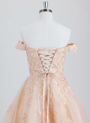 Ball-Gown/Princess Off the Shoulder Short Tulle Homecoming Dress With Rhinestone