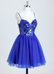 Ball-Gown/Princess V-Neck Short Tulle Homecoming Dress With Rhinestone Beading Sequins