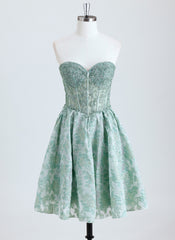 Ball-Gown/Princess Sweetheart Short Jacquard Homecoming Dress With Sequins Appliques Lace