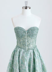 Ball-Gown/Princess Sweetheart Short Jacquard Homecoming Dress With Sequins Appliques Lace