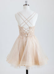 Ball-Gown/Princess Scoop Short Tulle Homecoming Dress With Beading Sequins