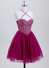 Ball-Gown/Princess Sweetheart Short Tulle Homecoming Dress With Rhinestone Beading