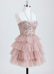 Ball-Gown/Princess Sweetheart Short Tulle Homecoming Dress With Sequins