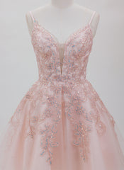 A-line V-Neck Short Tulle Homecoming Dress With Sequins