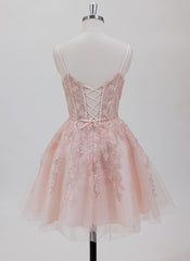 A-line V-Neck Short Tulle Homecoming Dress With Sequins